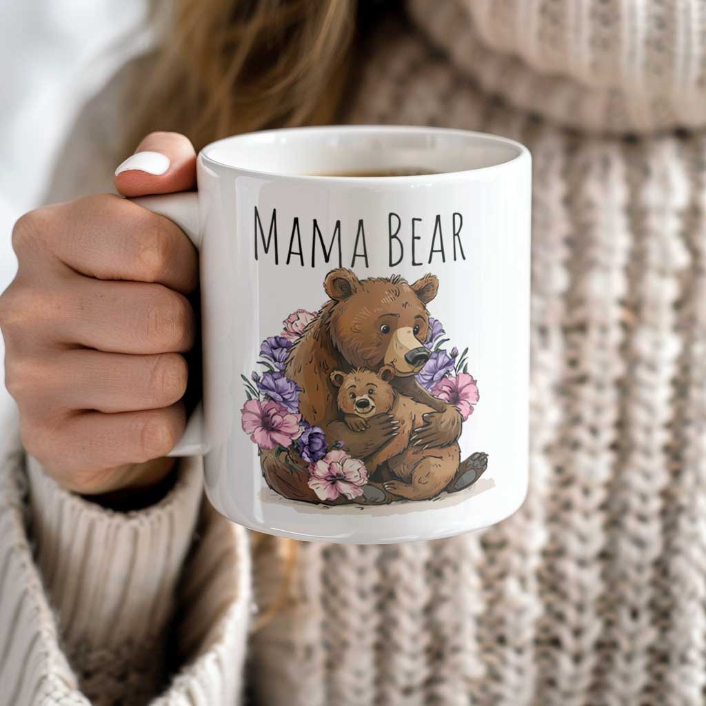 Mama Bear Coffee Mug | Ceramic Coffee Mug for Mom | Birthday, Baby Shower, Mother's Day Gift for Moms | Dishwasher Safe Mug