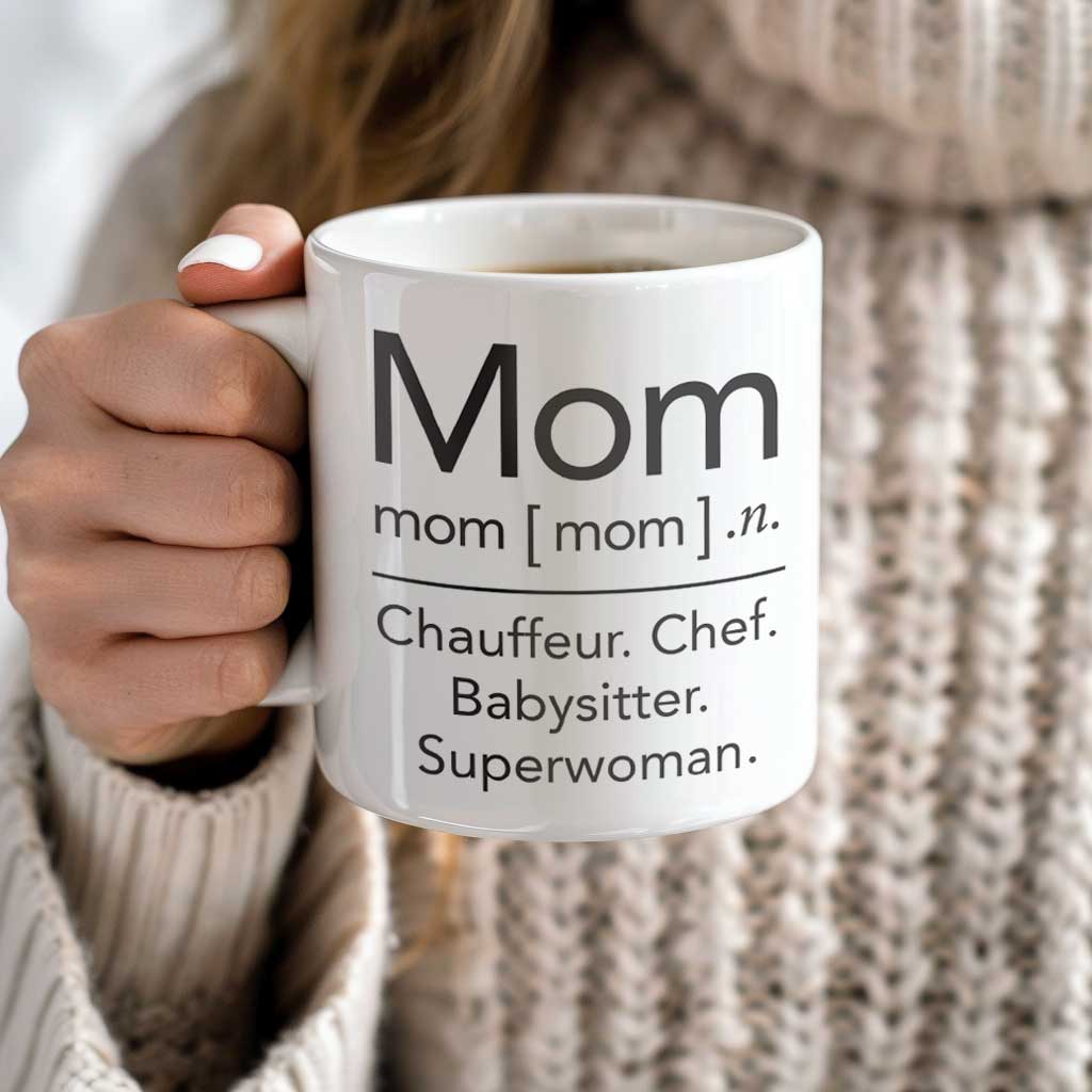 Mom: The Definition of a Superwoman Coffee Mug | Ceramic Coffee Mug for Mom | Birthday, Baby Shower, Mother's Day Gift for Moms | Dishwasher Safe Mug