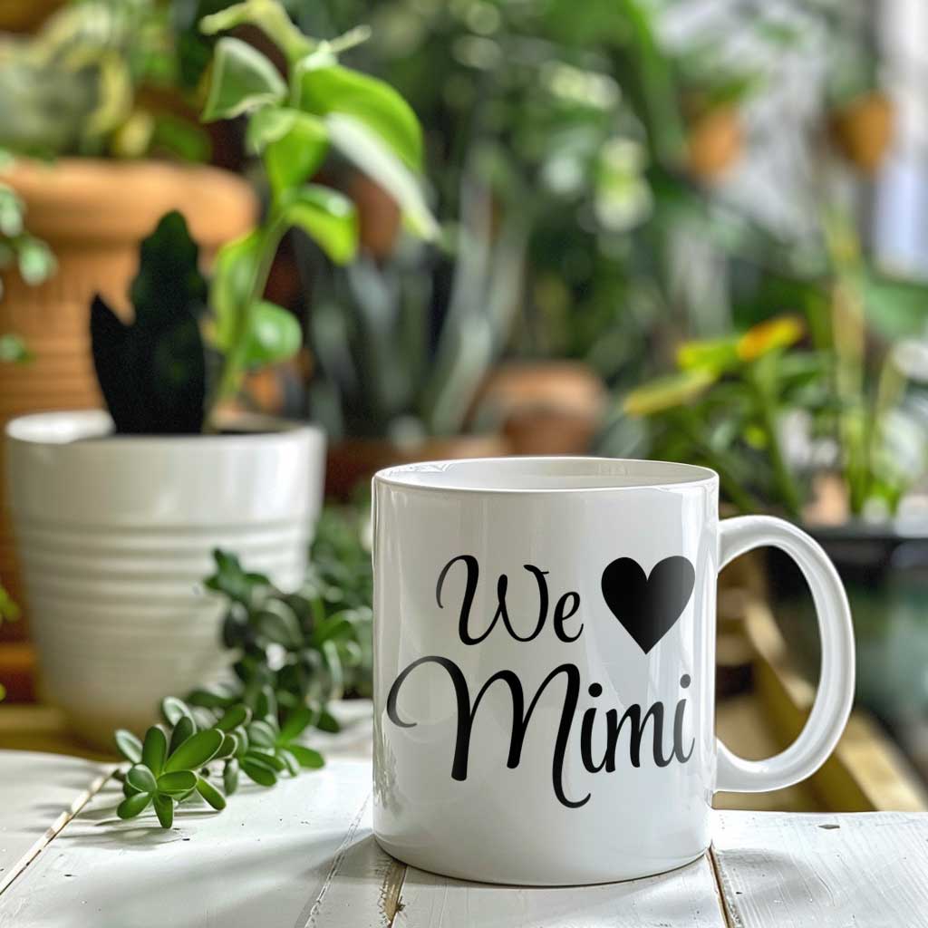 We Love Mimi Coffee Mug | Ceramic Coffee Mug for Mom | Birthday, Baby Shower, Mother's Day Gift for Moms | Dishwasher Safe Mug